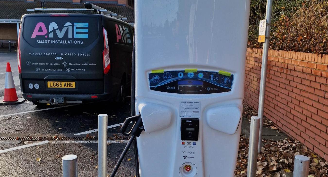 Commercial EV car charging point installation 